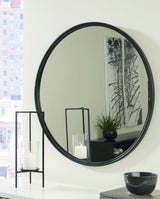 Brocky Black Round Accent Mirror - Ornate Home