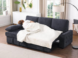 Mackenzie Charcoal 91"W Chenille Reversible Sleeper Sectional Sofa with Storage Chaise