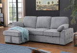 Mackenzie Light Gray 91"W Chenille Reversible Sleeper Sectional Sofa with Storage Chaise