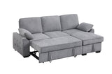 Mackenzie Light Gray 91"W Chenille Reversible Sleeper Sectional Sofa with Storage Chaise