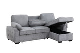 Mackenzie Light Gray 91"W Chenille Reversible Sleeper Sectional Sofa with Storage Chaise