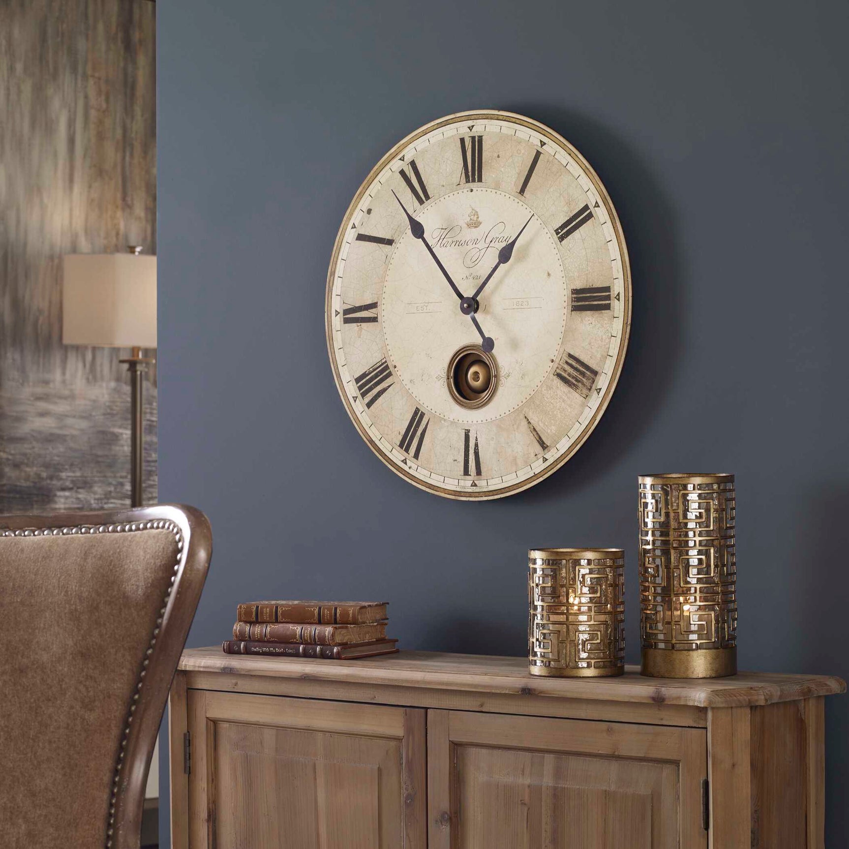 Harrison Gray Bronze/White 23" Clock