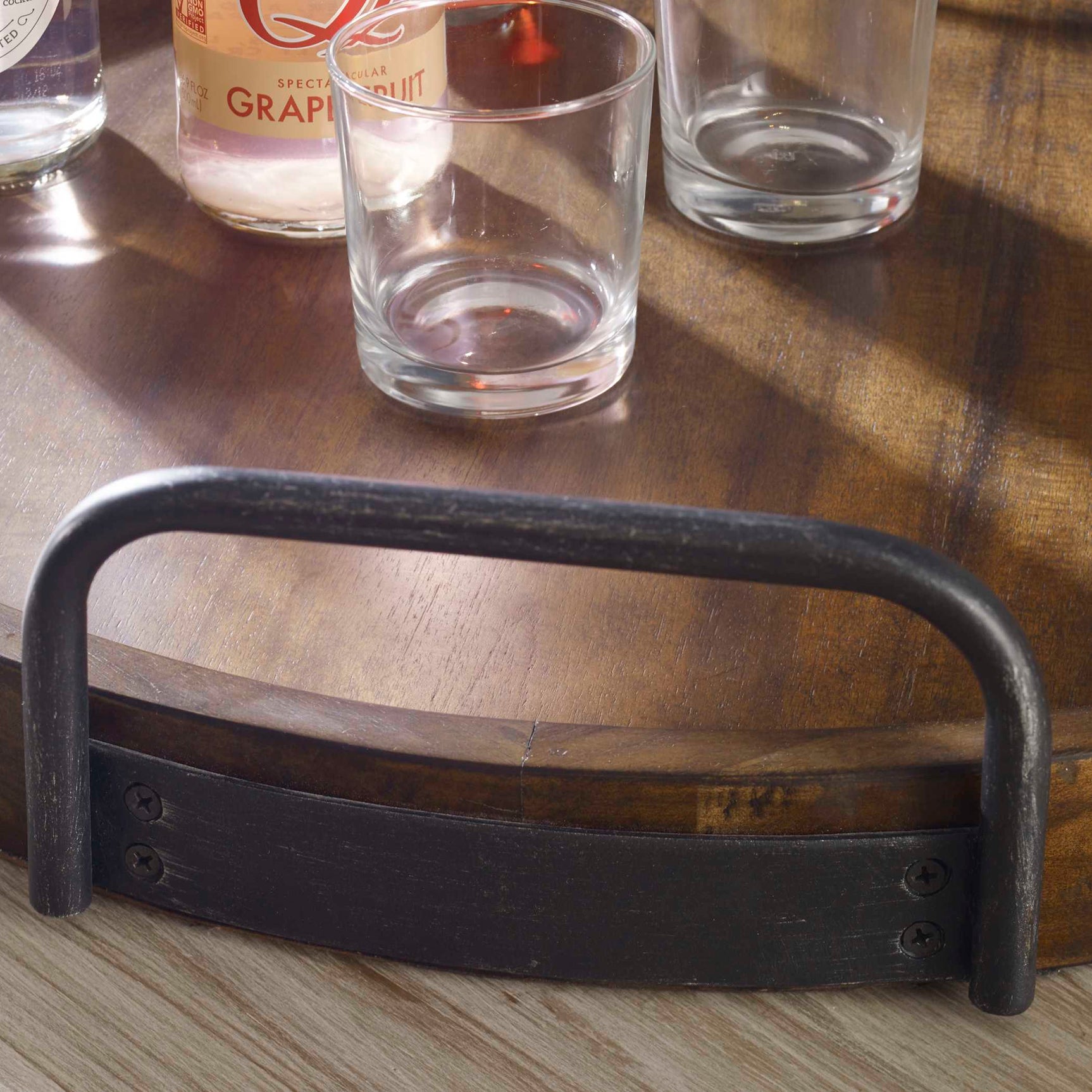 Reine Brown/Gray Round Wooden Tray