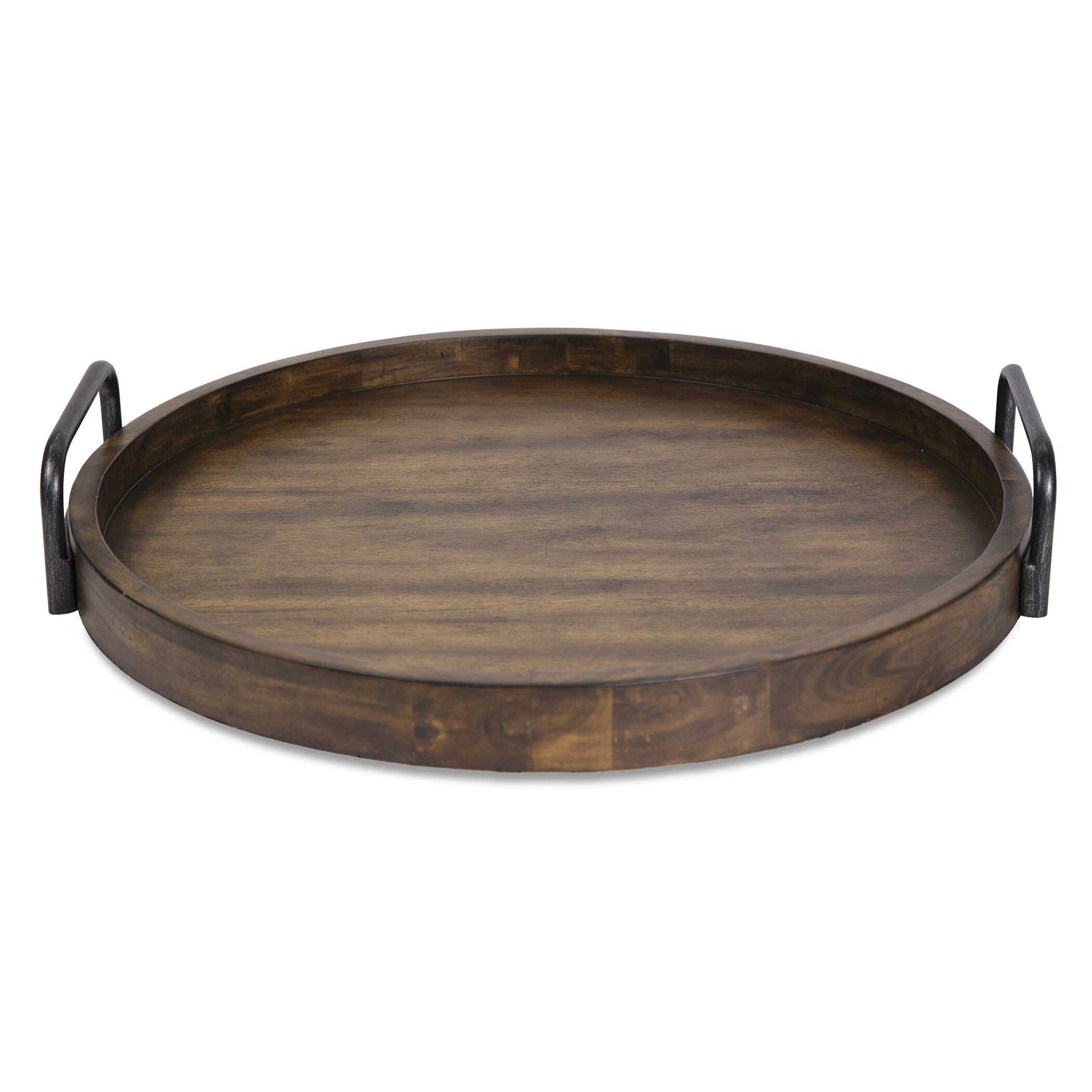 Reine Brown/Gray Round Wooden Tray