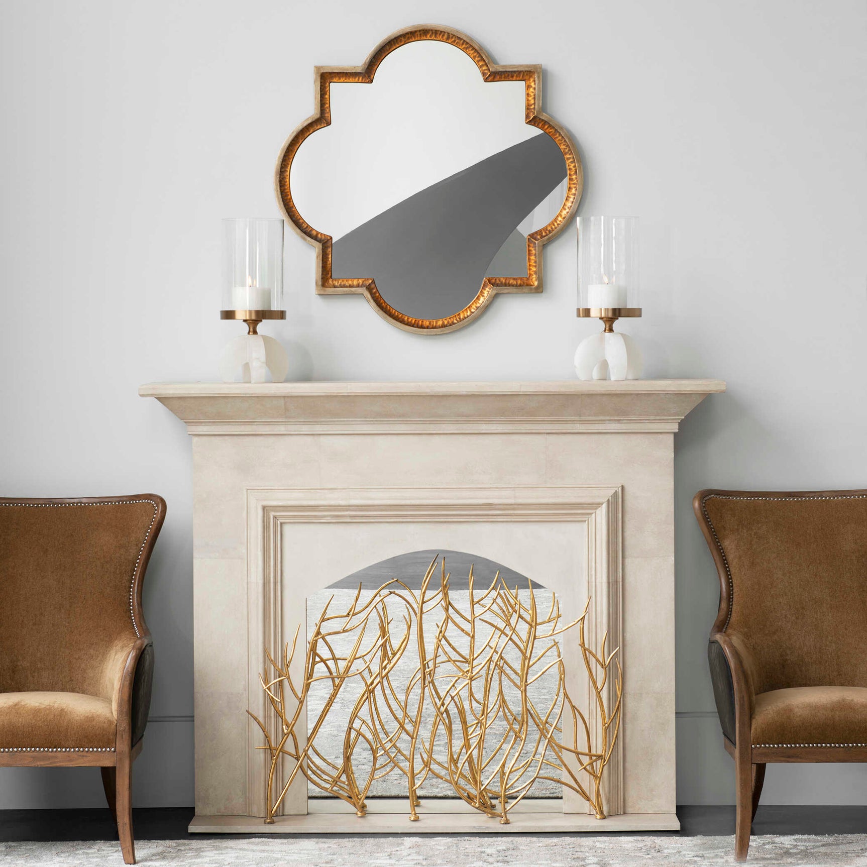 Gold Branches Gold Decorative Fireplace Screen