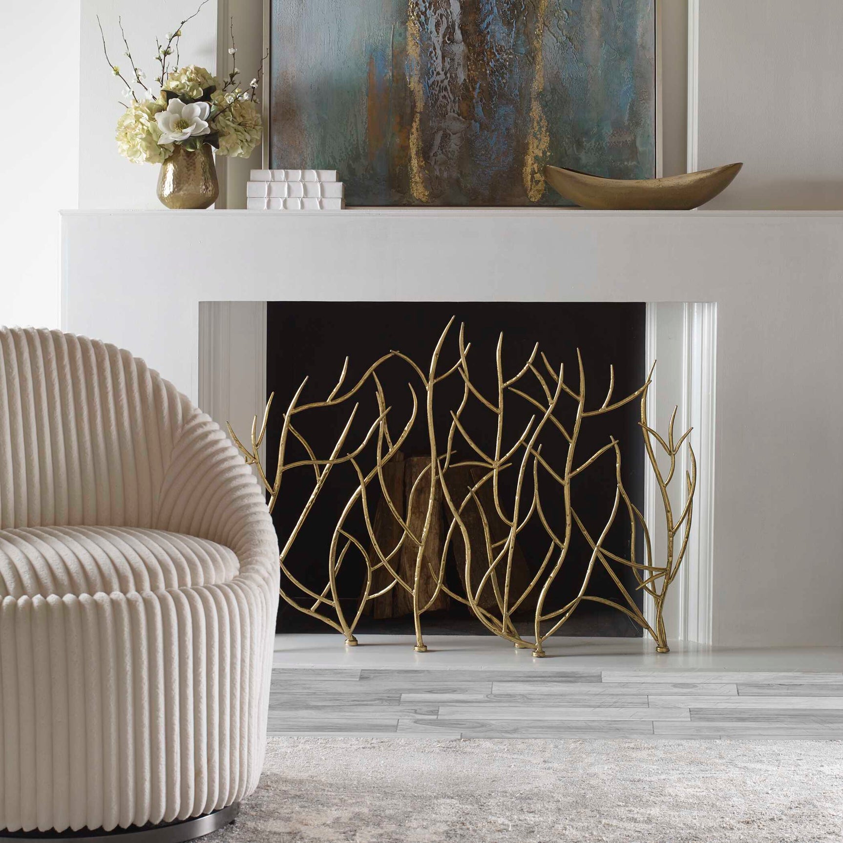 Gold Branches Gold Decorative Fireplace Screen