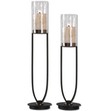 Durga Black/Bronze/Brown Iron Work Candleholders (Set of 2)