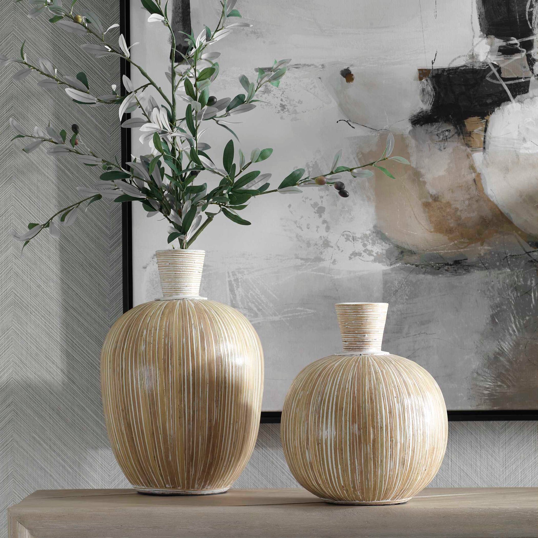 Islander White Washed Vases (Set of 2)