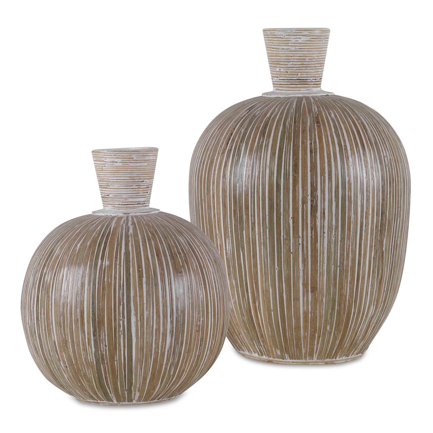 Islander White Washed Vases (Set of 2)