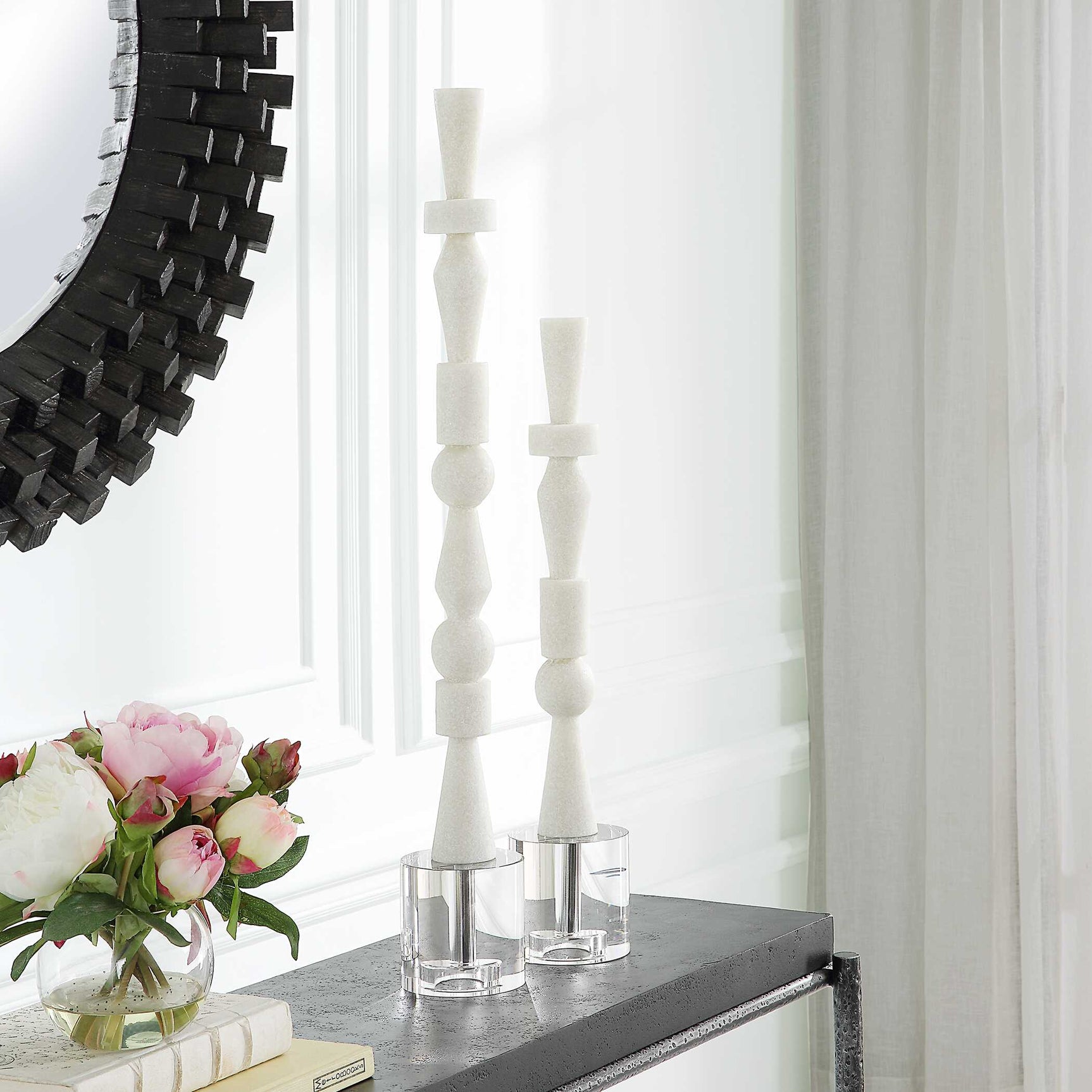 Norte White Stone Sculptures (Set of 2)