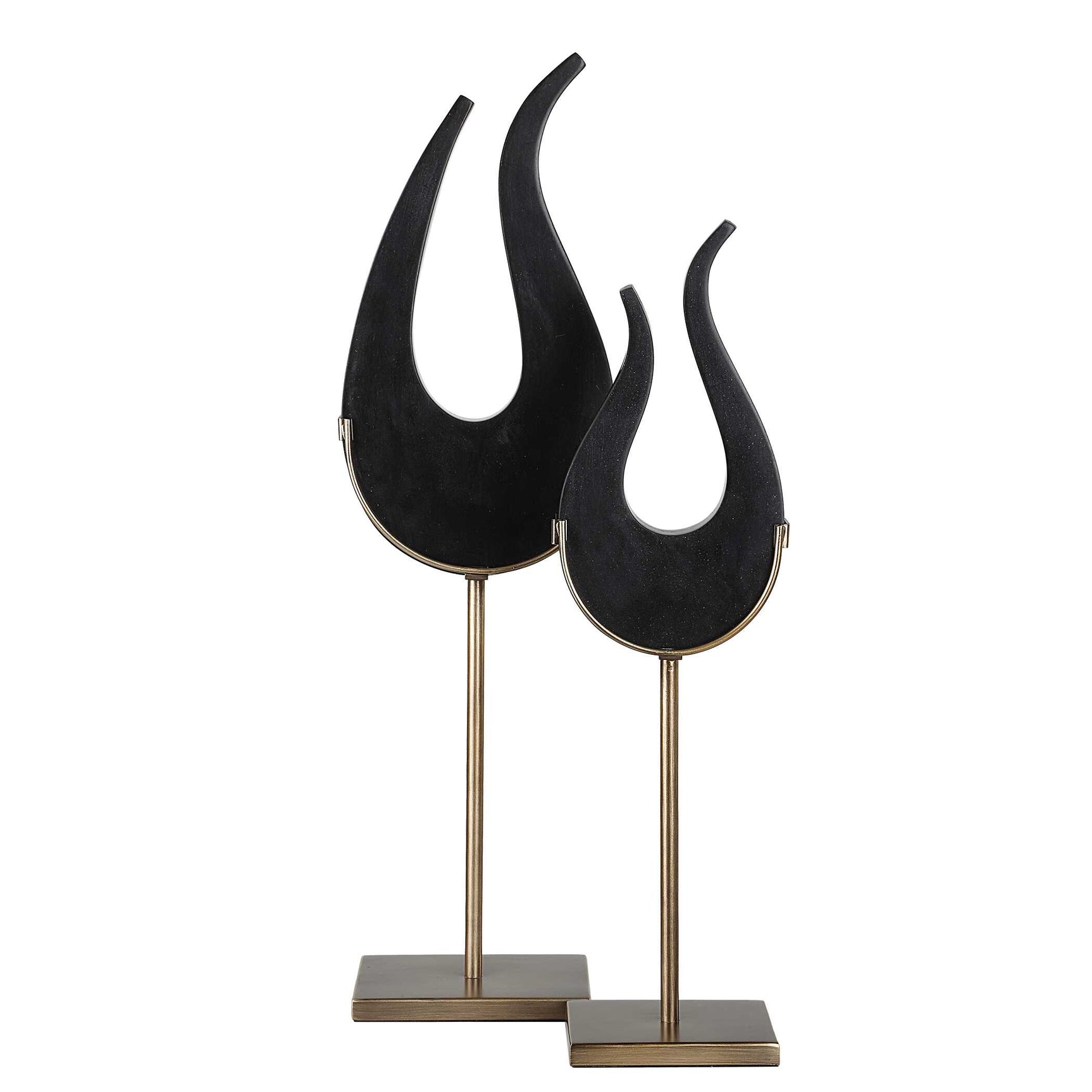 Black Flame Black/Brass Sculptures (Set of 2)