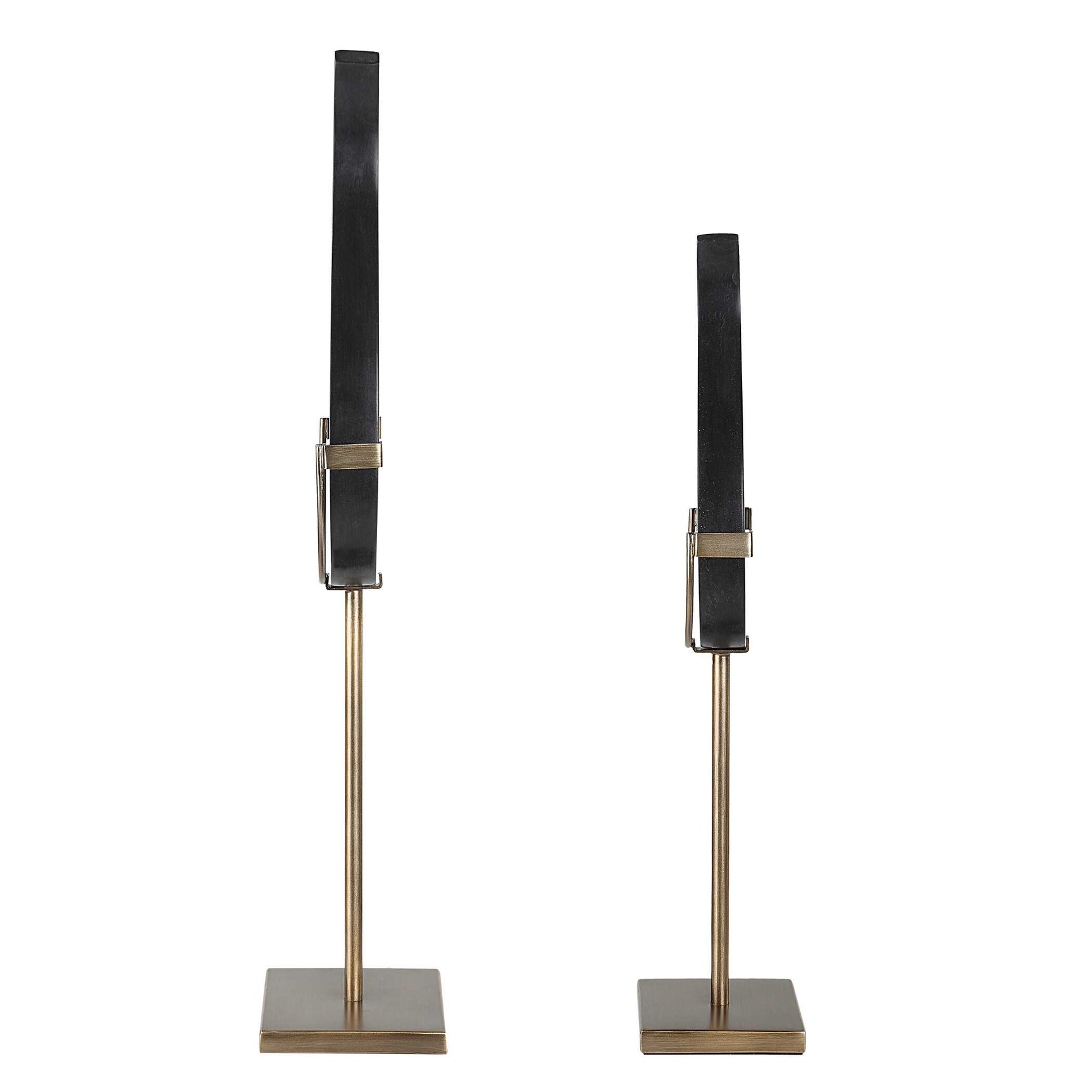 Black Flame Black/Brass Sculptures (Set of 2)