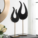 Black Flame Black/Brass Sculptures (Set of 2)