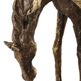 Openly Grazing Bronze/Gold Horse Sculpture