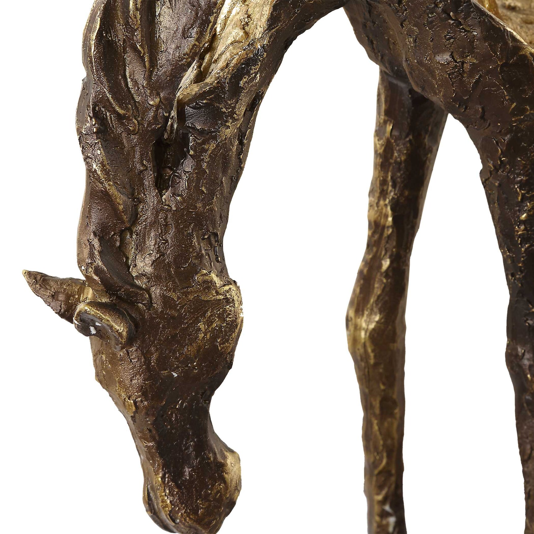 Openly Grazing Bronze/Gold Horse Sculpture