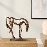 Openly Grazing Bronze/Gold Horse Sculpture
