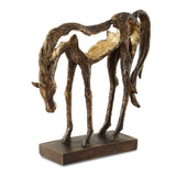 Openly Grazing Bronze/Gold Horse Sculpture
