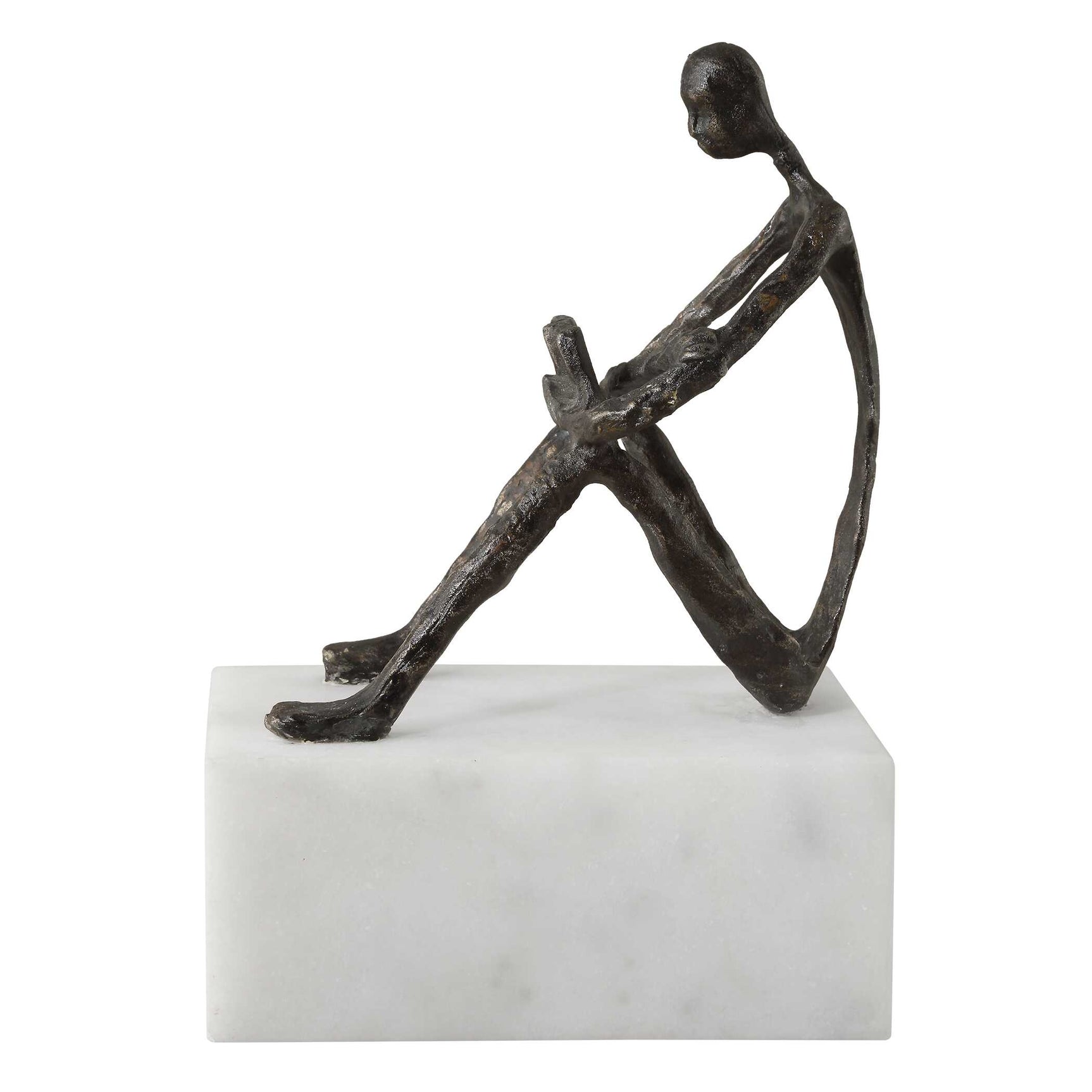 Sit Back Relax And Read Bronze/Brown/White Iron Sculpture