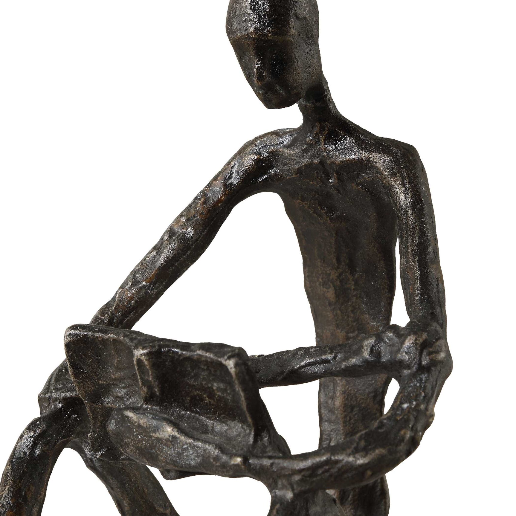 Sit Back Relax And Read Bronze/Brown/White Iron Sculpture
