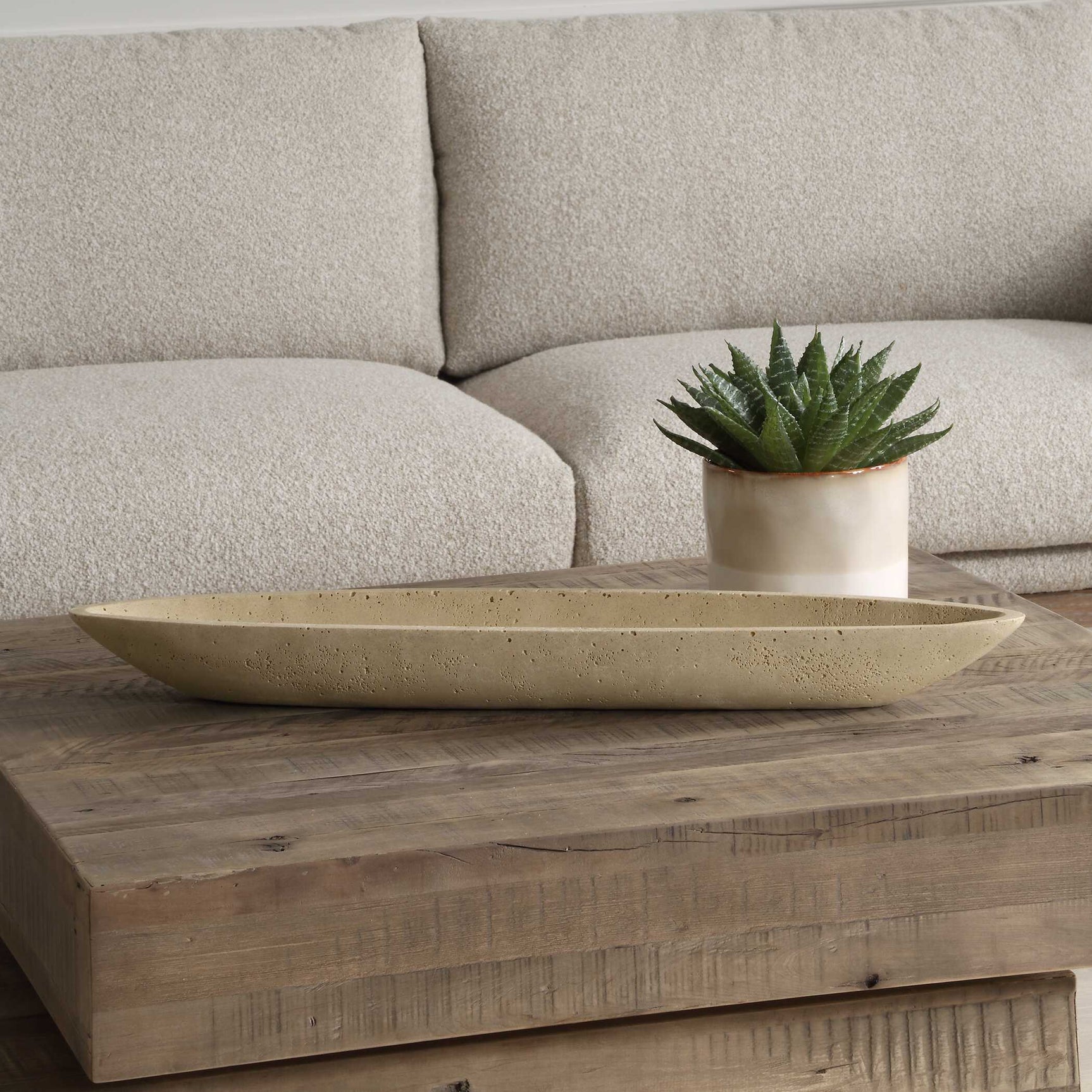 Vessel Ivory Cast Canoe Bowl
