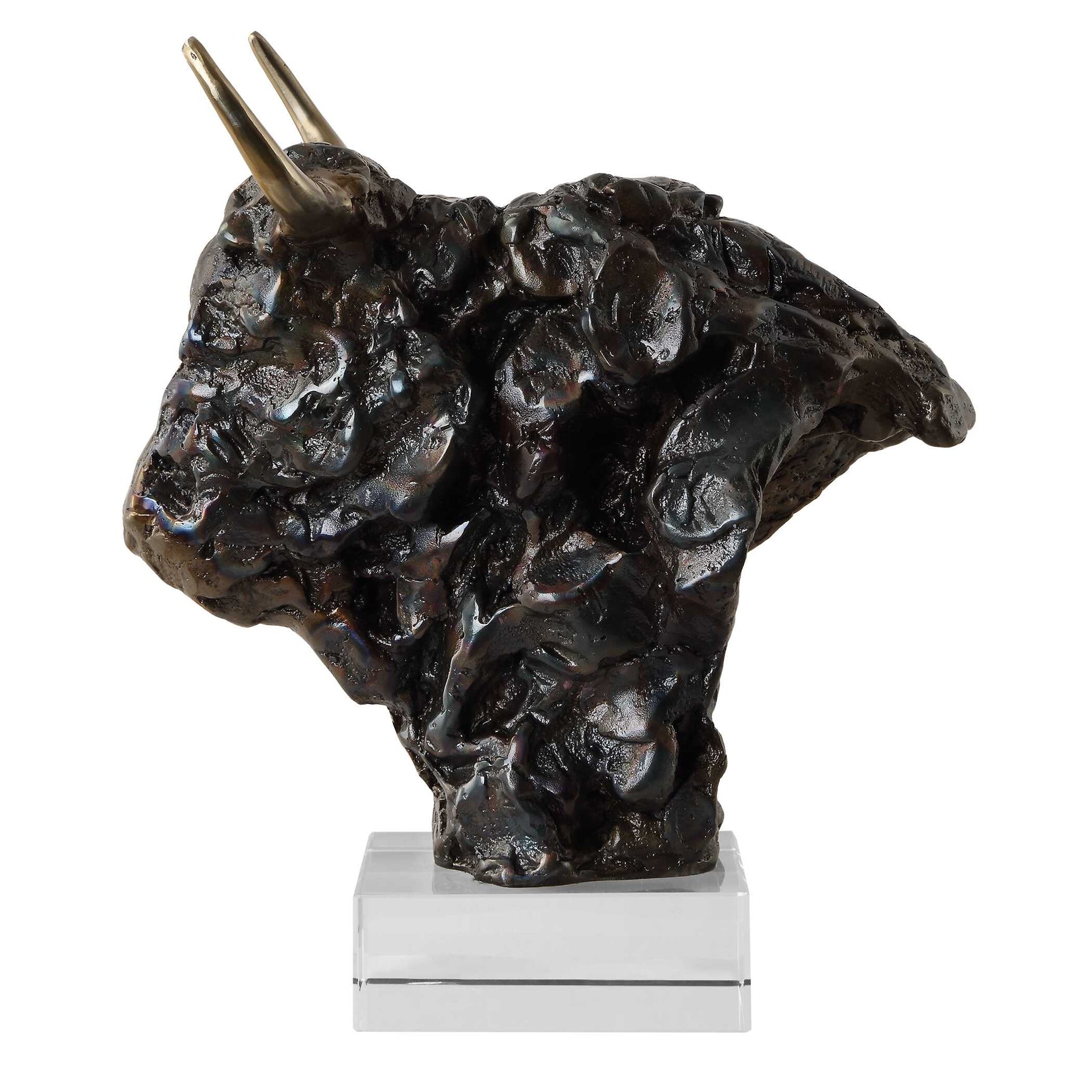 Bison Bronze Bust Sculpture