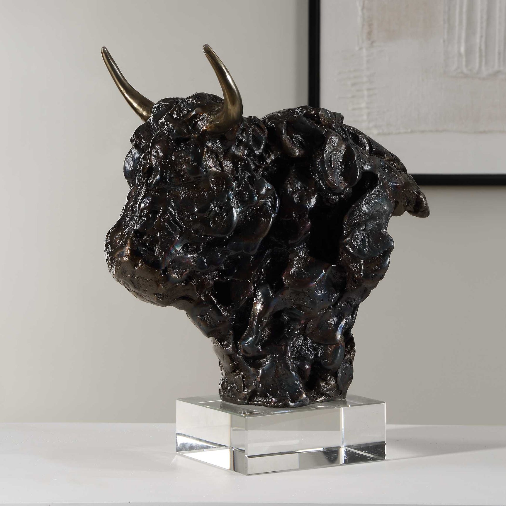 Bison Bronze Bust Sculpture