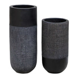 Woven Shadow Black Vases (Set of 2)