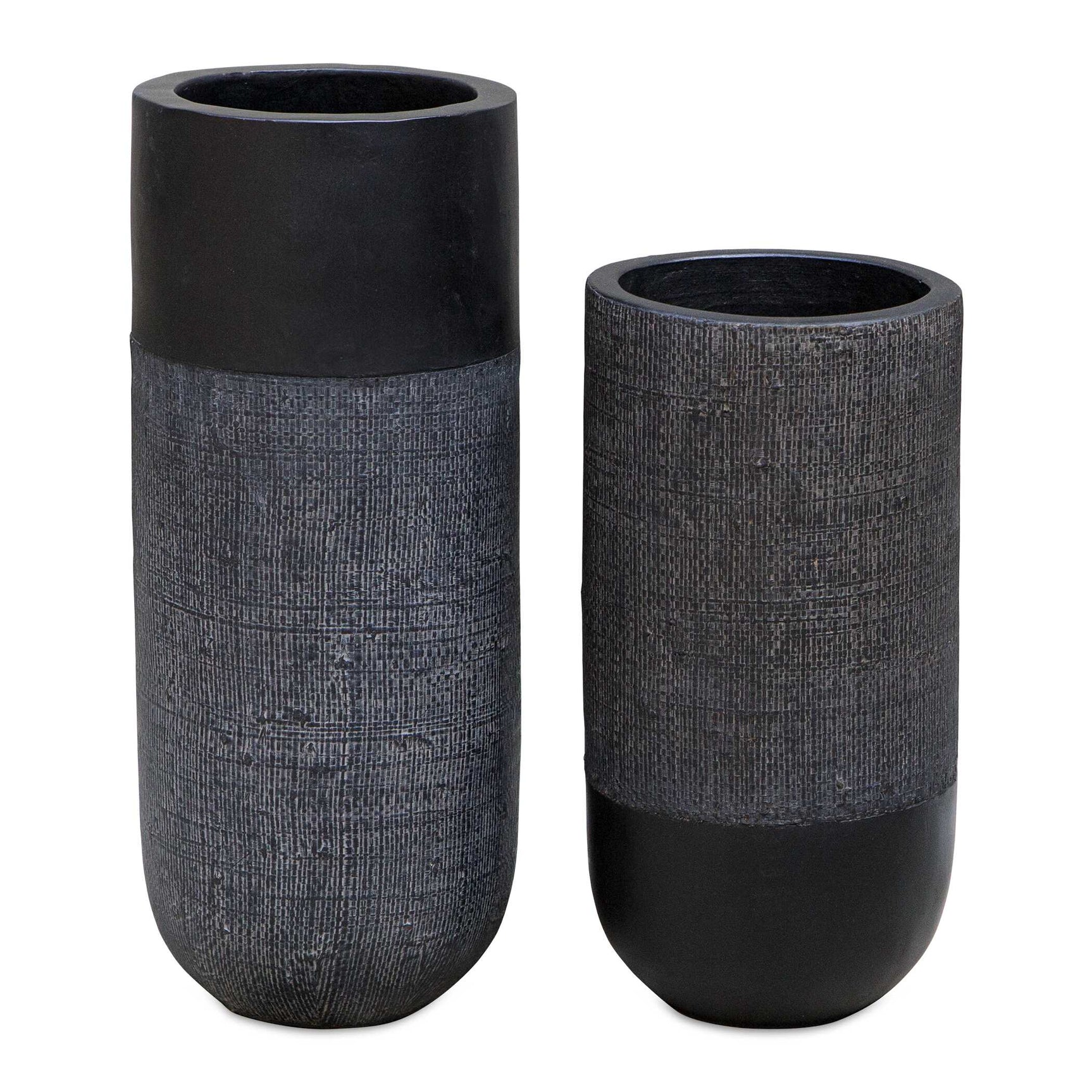 Woven Shadow Black Vases (Set of 2)