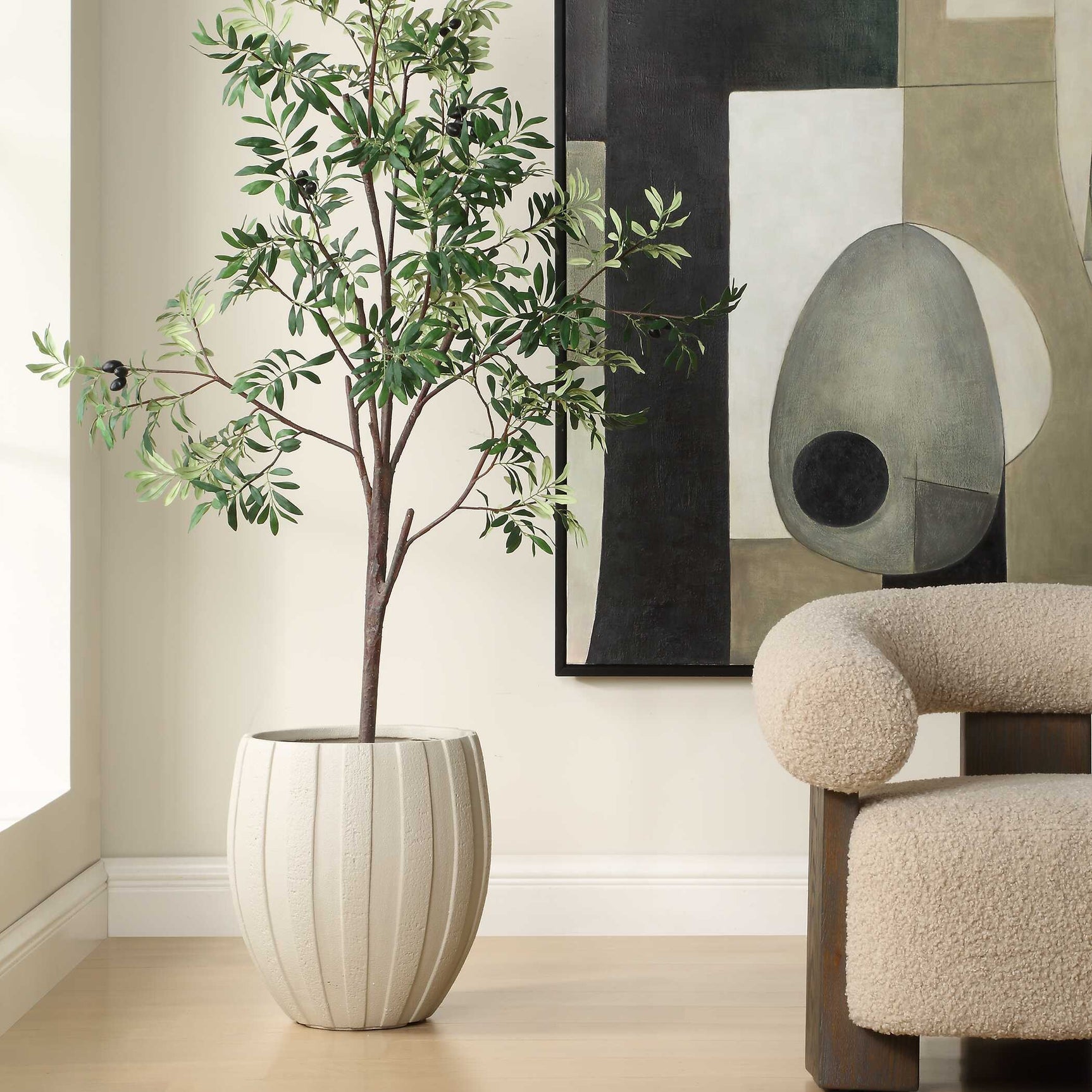 Ridgehaven White Textured Outdoor Planter