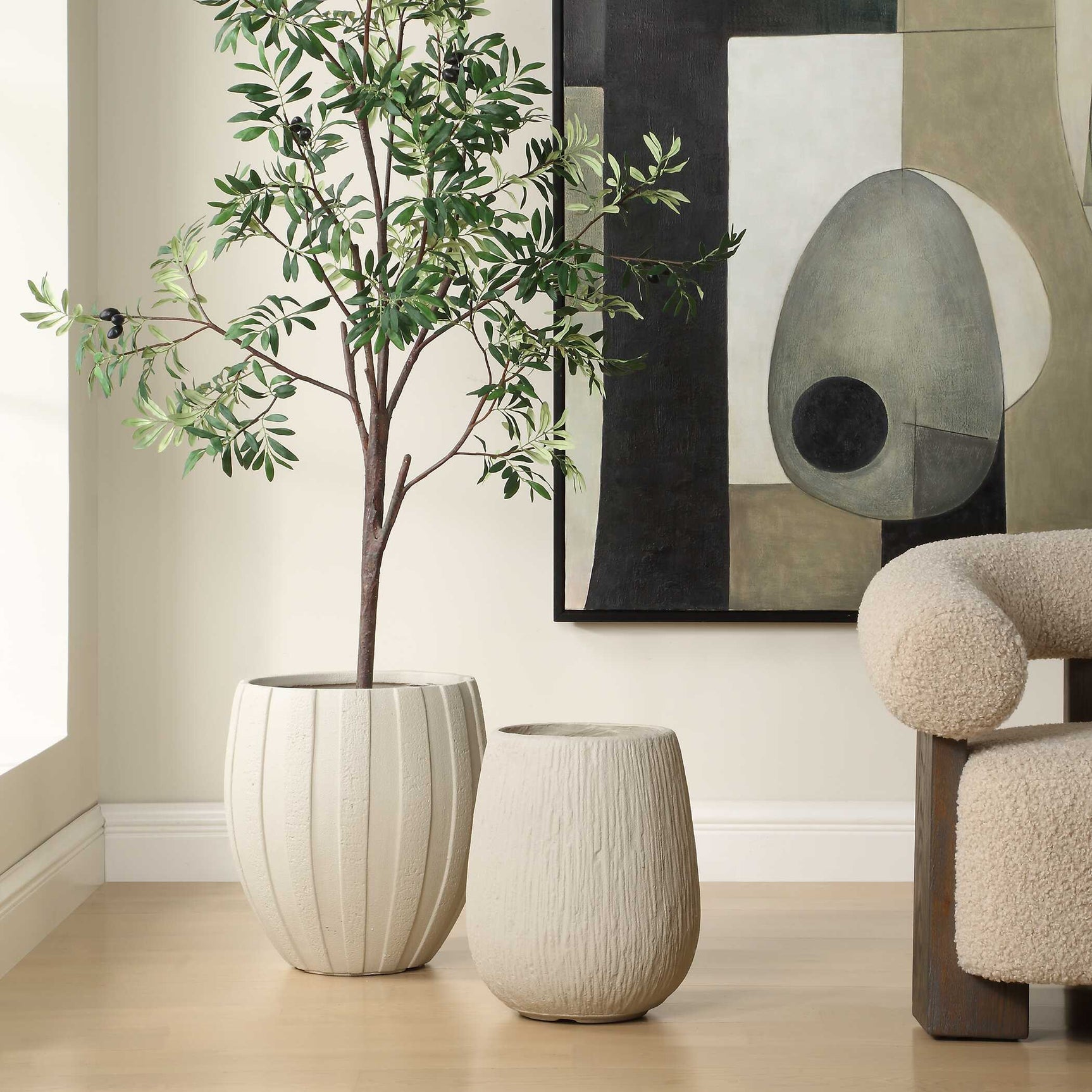 Ridgehaven White Textured Outdoor Planter