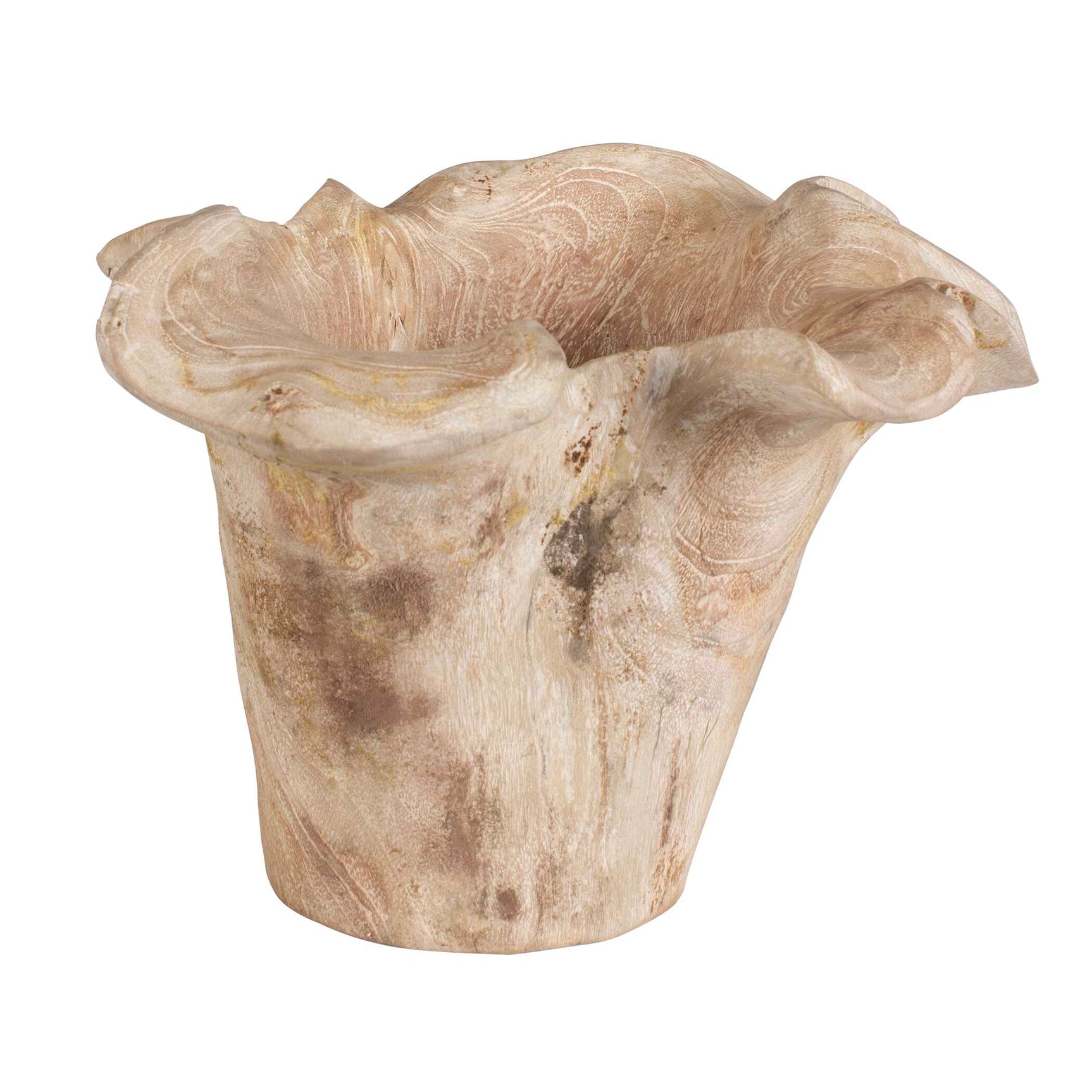 Teak Flow White Wash Outdoor Bowl