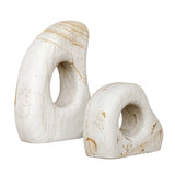 Stone Flow Brown/White Outdoor Sculptures (Set of 2)