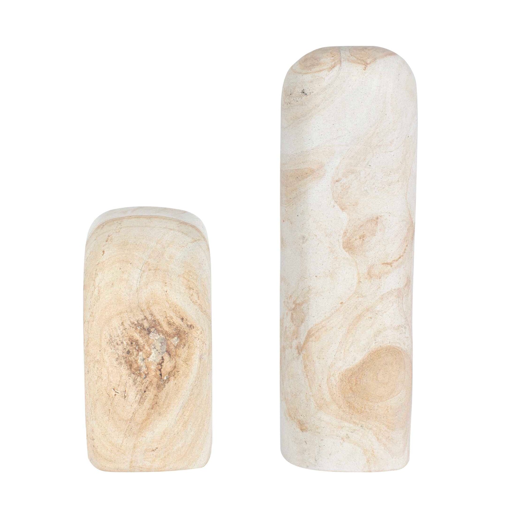 Stone Flow Brown/White Outdoor Sculptures (Set of 2)
