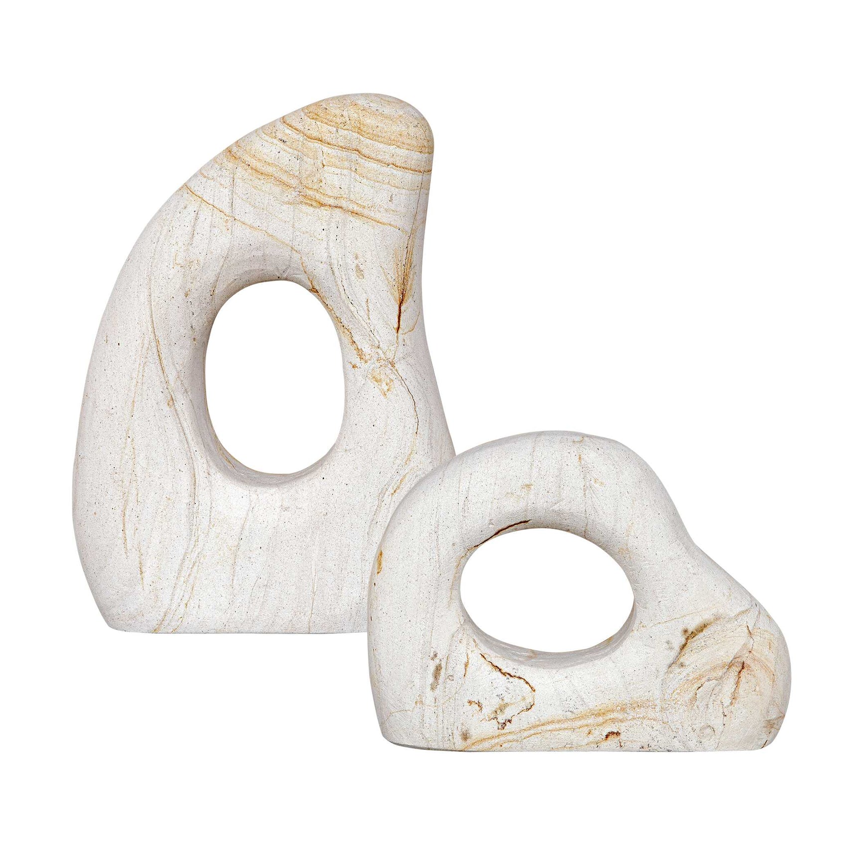 Stone Flow Brown/White Outdoor Sculptures (Set of 2)
