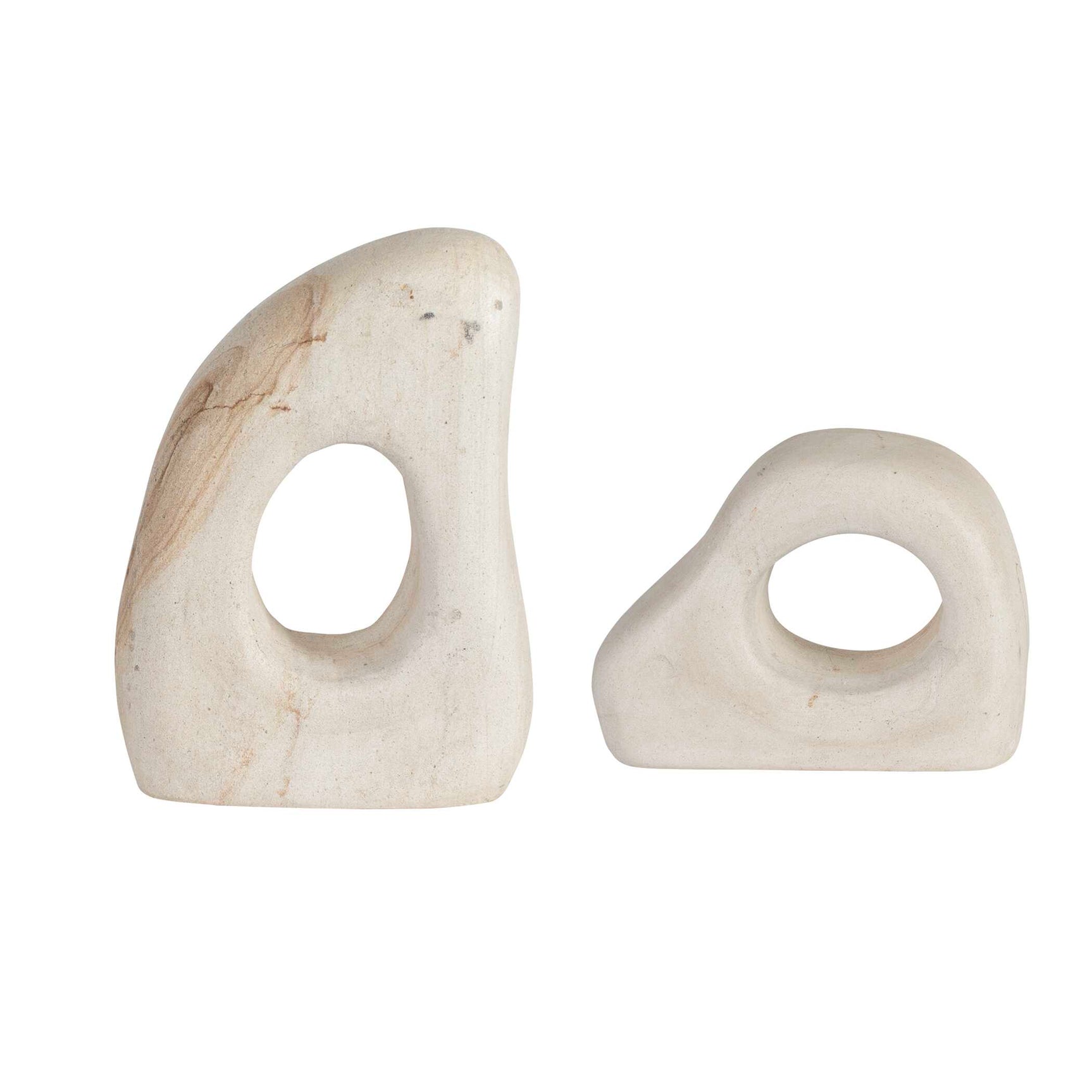 Stone Flow Brown/White Outdoor Sculptures (Set of 2)
