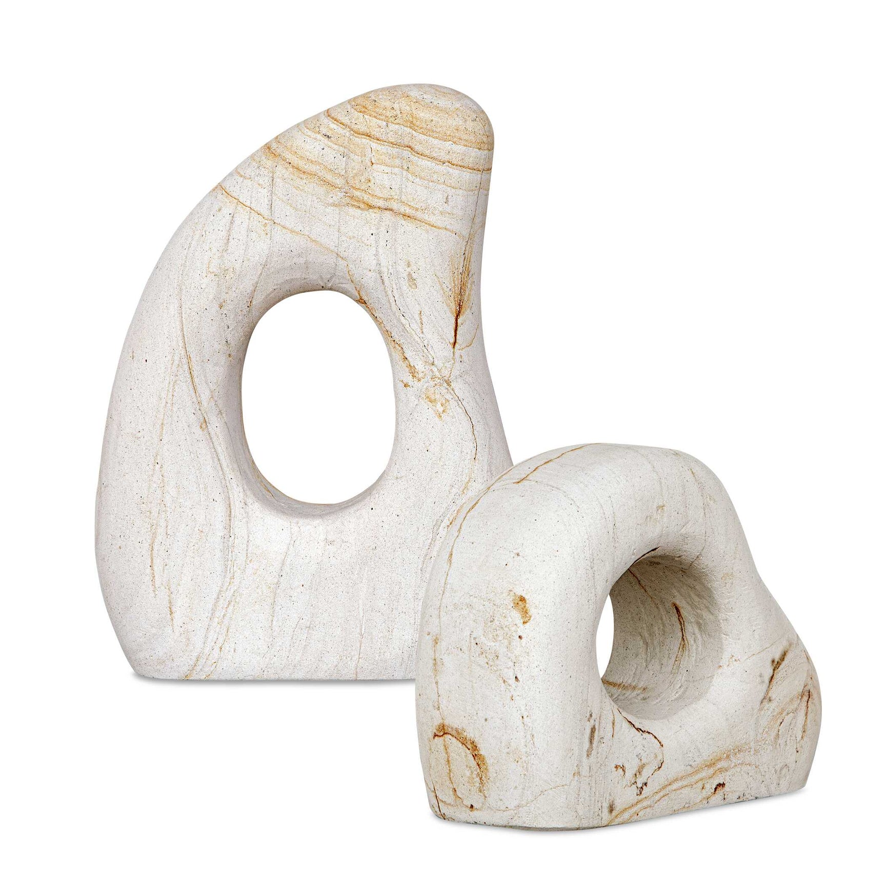 Stone Flow Brown/White Outdoor Sculptures (Set of 2)
