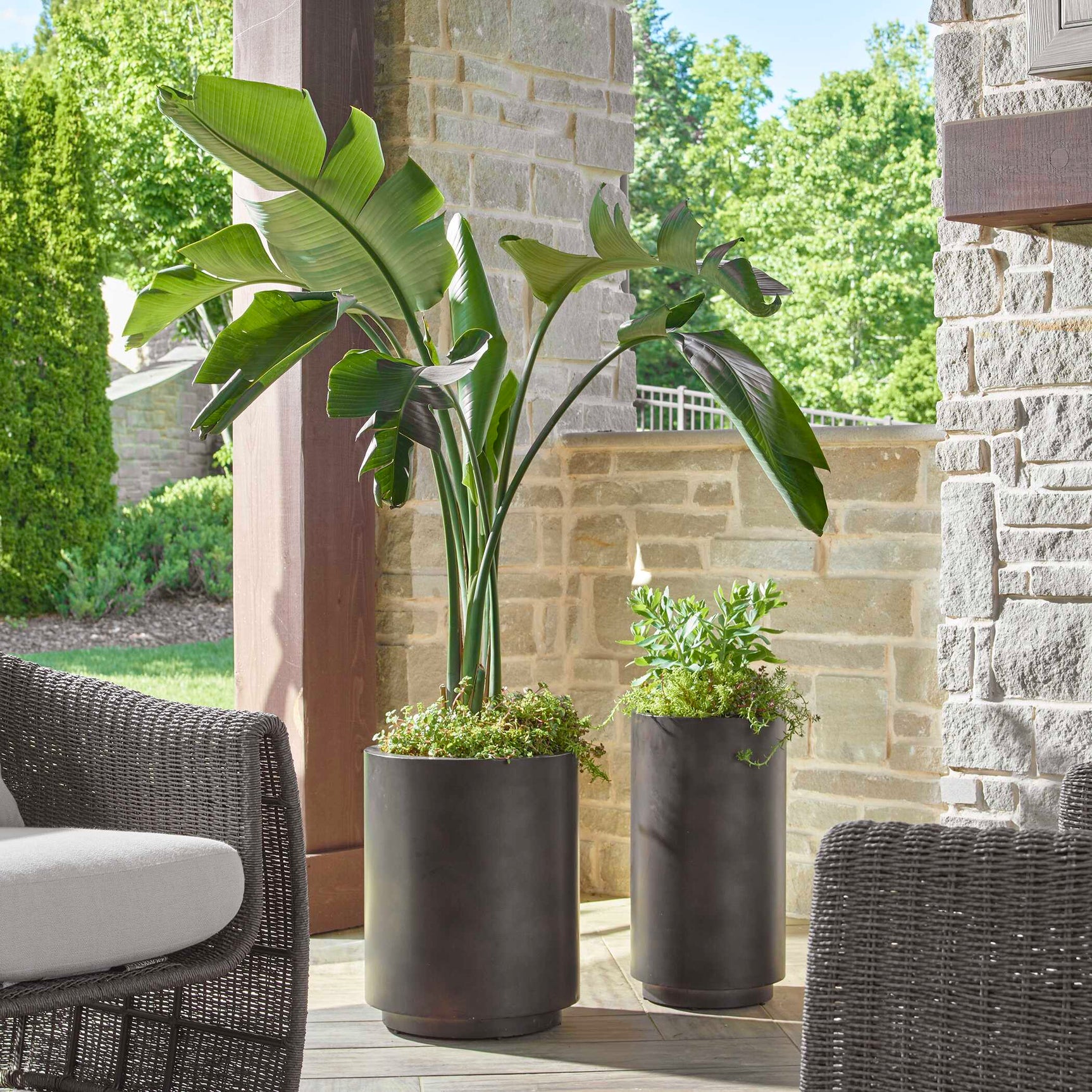 Volcan Matte Bronze Outdoor Planters (Set of 2)