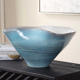 Blue Gray/White Crest Ceramic Bowl