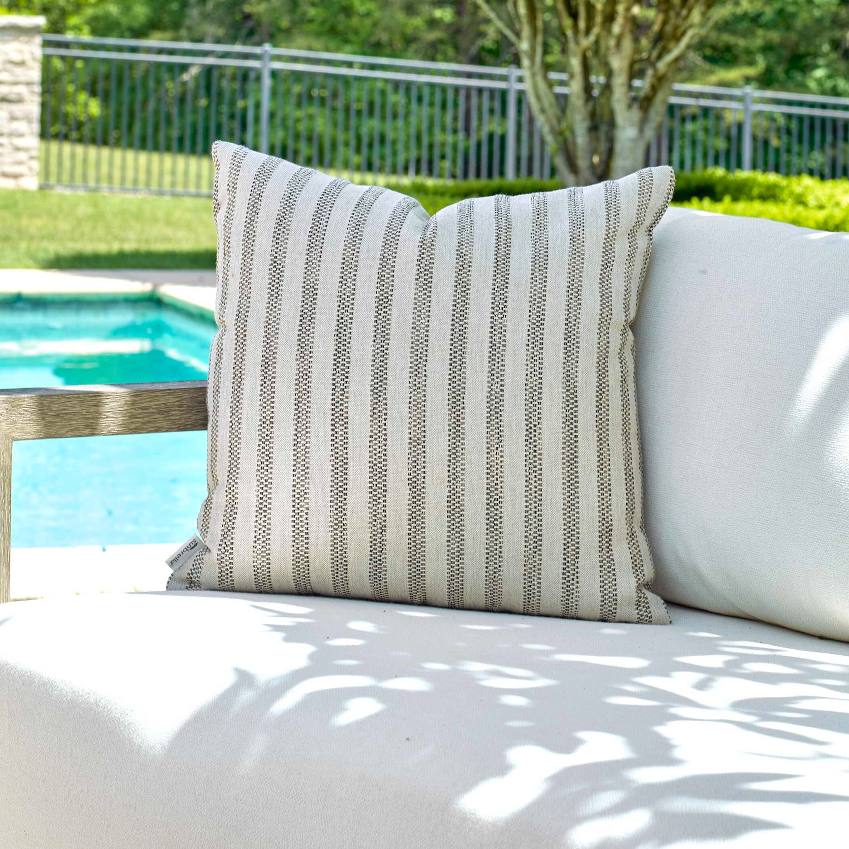 Basket Stripe Brown Rattan Outdoor Pillow