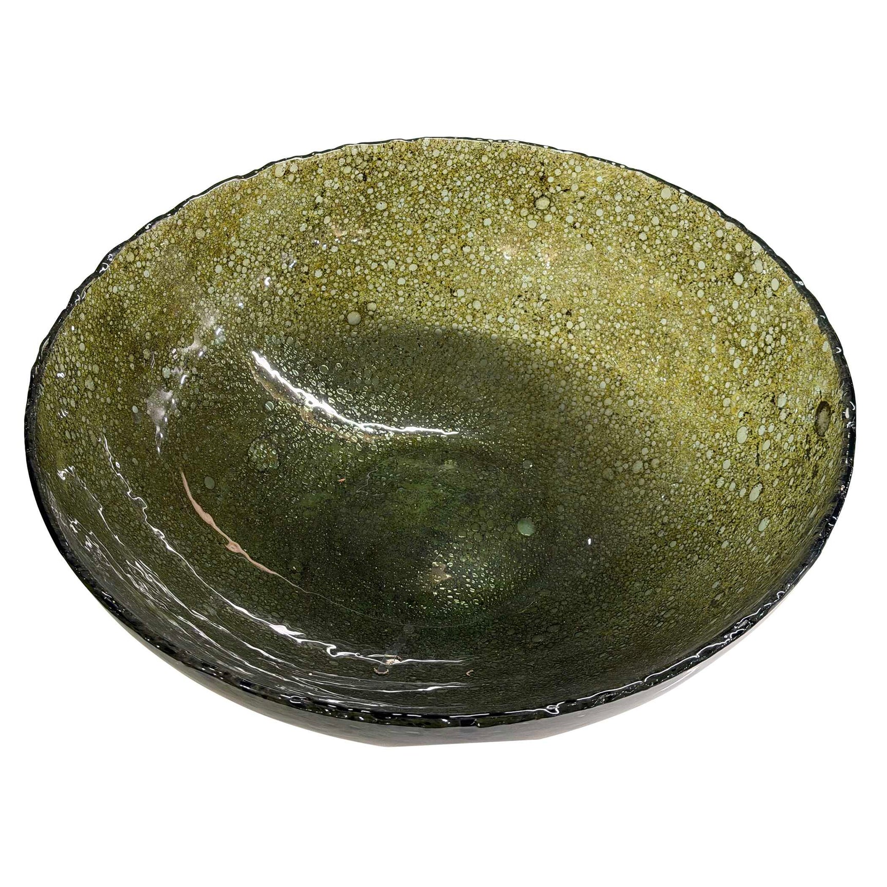 Veridian Shimmer Green Earthy Glass Bowl