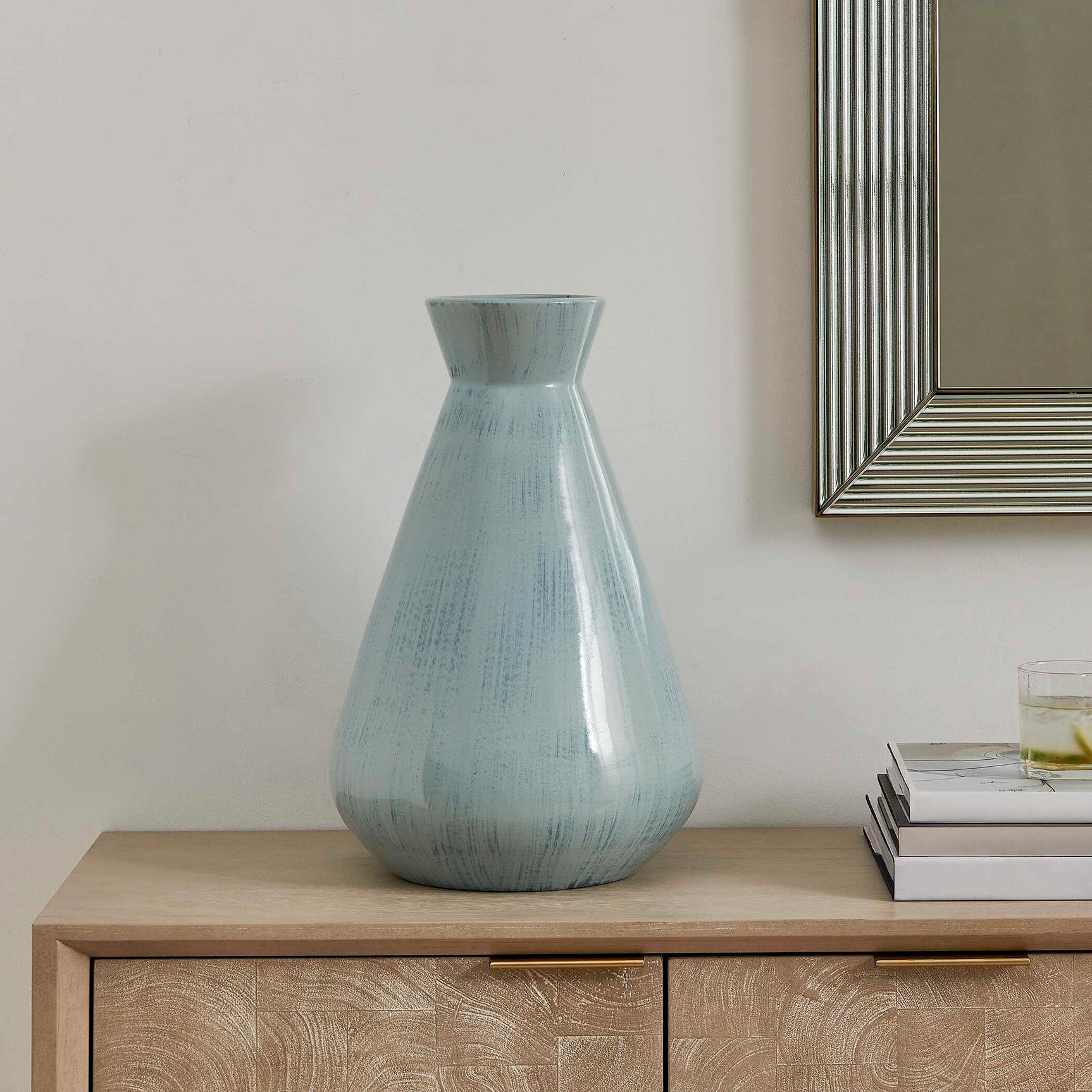 Flare Spire Blue Indoor-Outdoor Ceramic Vase