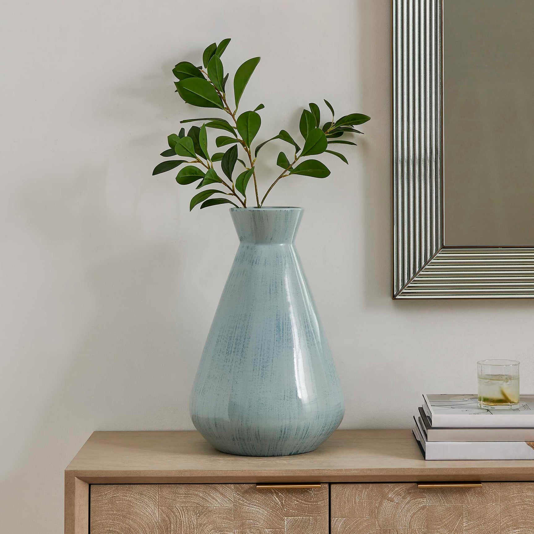 Flare Spire Blue Indoor-Outdoor Ceramic Vase