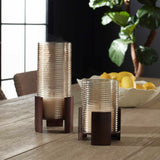 Fluted Fire Bronze Cylinder Candleholders (Set of 2)