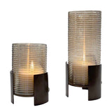 Fluted Fire Bronze Cylinder Candleholders (Set of 2)