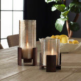 Fluted Fire Bronze Cylinder Candleholders (Set of 2)