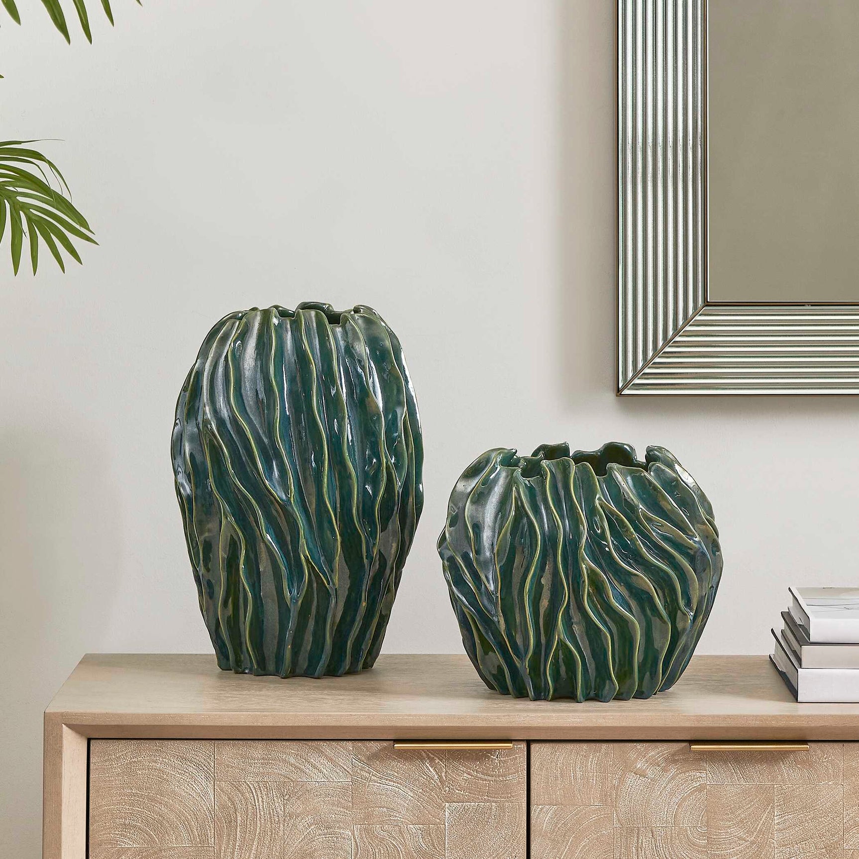 Veridian Ridge Green Indoor-Outdoor Vases (Set of 2)