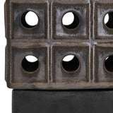 Lattice Brown/Gray Indoor-Outdoor Lantern Candleholder