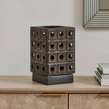 Lattice Brown/Gray Indoor-Outdoor Lantern Candleholder