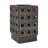 Lattice Brown/Gray Indoor-Outdoor Lantern Candleholder