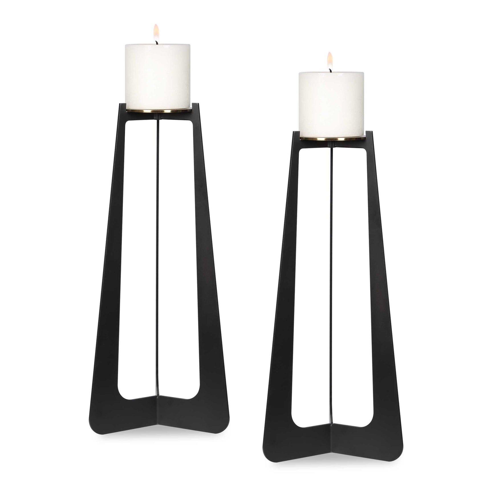 Columnar Black Candleholders (Set of 2)